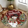 thumbnail image 3 of Red Plaid Snowman Christmas Round Rug 5ft Washable Circle Kitchen Rugs Non Slip Gifts Xmas Tree Snowflake Winter Large Area Rug Indoor Floor Carpet for Bedroom Living Room Office Dining Room Nursery, 3 of 8