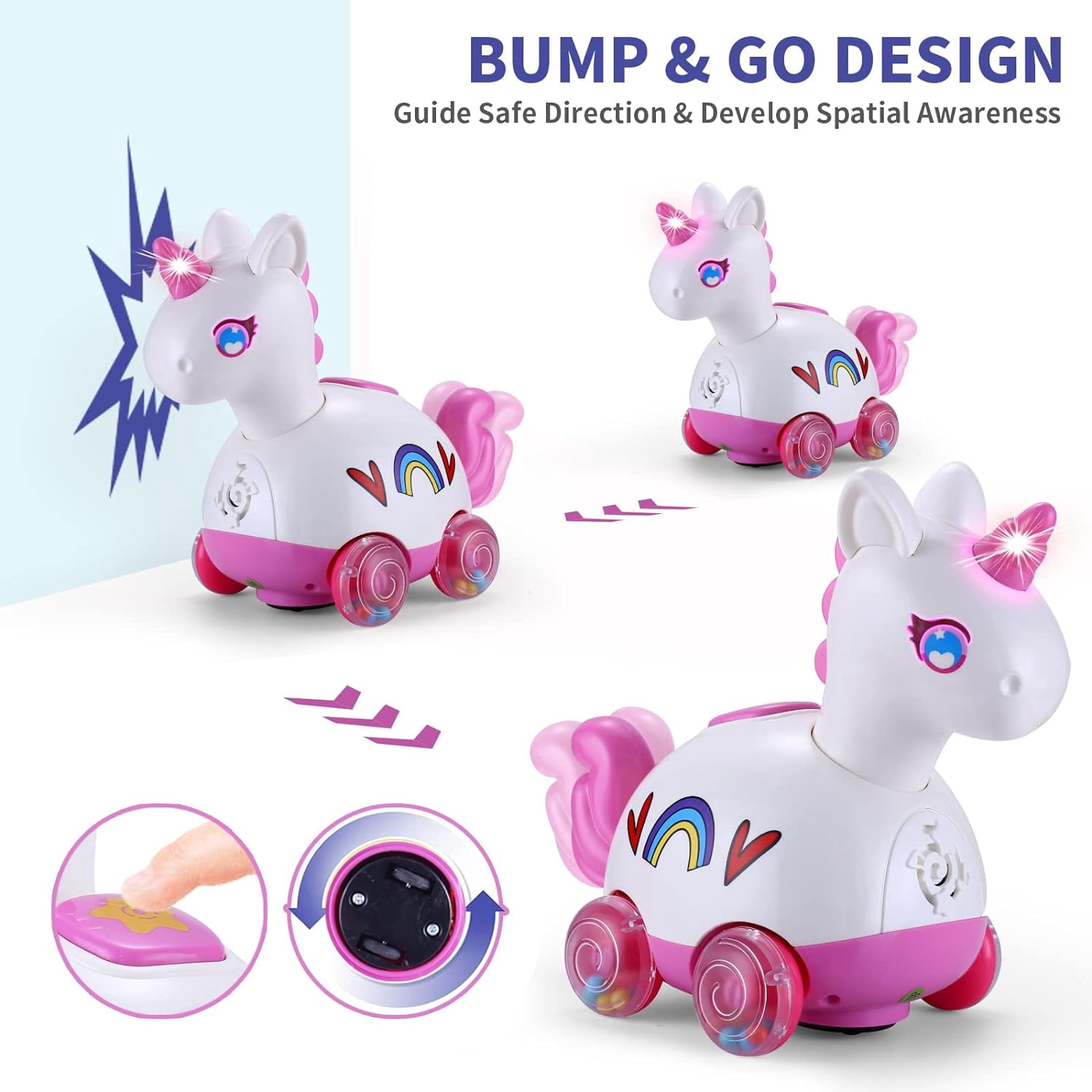 Wanonoo Crawling Unicorn Baby Toy for 6-12 Month, Tummy Time Development Learning Toys with Music & Lights for 6 7 8 9 10 11 12-18 Month, Toddler Birthday Gift for 1 2 Year Old Girls Boys