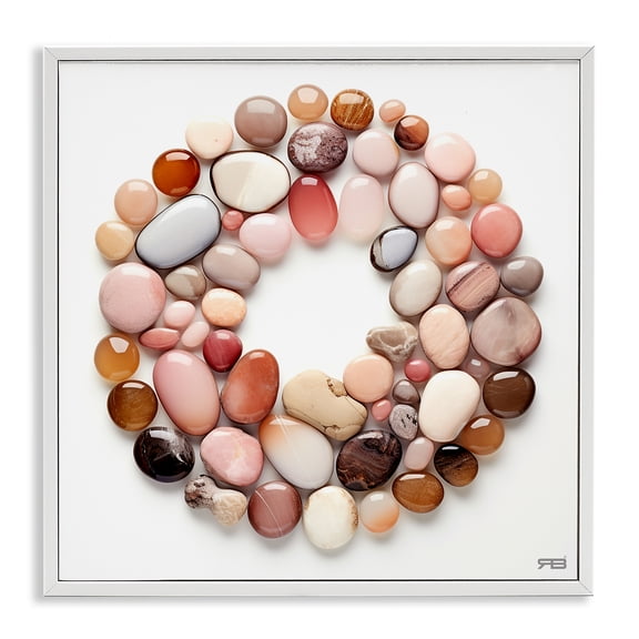 Stupell Industries Southwestern Various Pebbles in Circle White Framed Giclee Art, 12 x 12, by RB