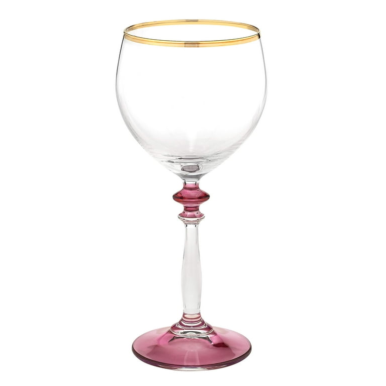 Italian Collection 15 Oz 'Nicol' Water or Wine Goblet Multi Color Stem  Glasses