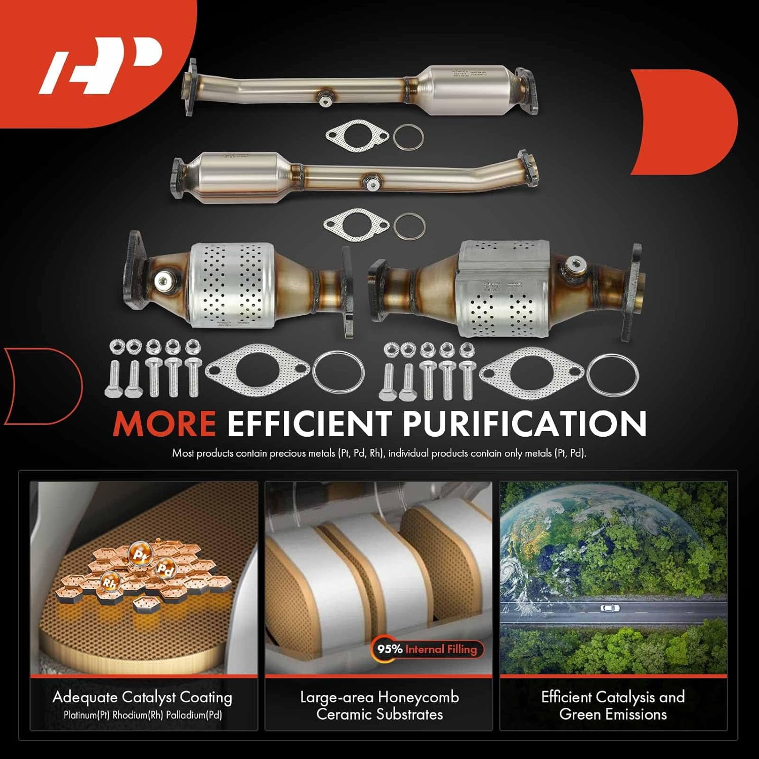 A-Premium Front and Rear 4-PC Catalytic Converter Kit Direct-Fit Compatible with Nissan Frontier 2005-2019, Pathfinder 2005-2012, NV1500, NV2500, NV3500, Xterra & Suzuki Equator, 4.0L, EPA Compliant