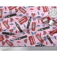 thumbnail image 3 of Soimoi Rayon Crepe Fabric Bus,Telephone Booth & London Clock Tower Architectural Print Sewing Fabric Yard 46 Inch Wide, 3 of 3