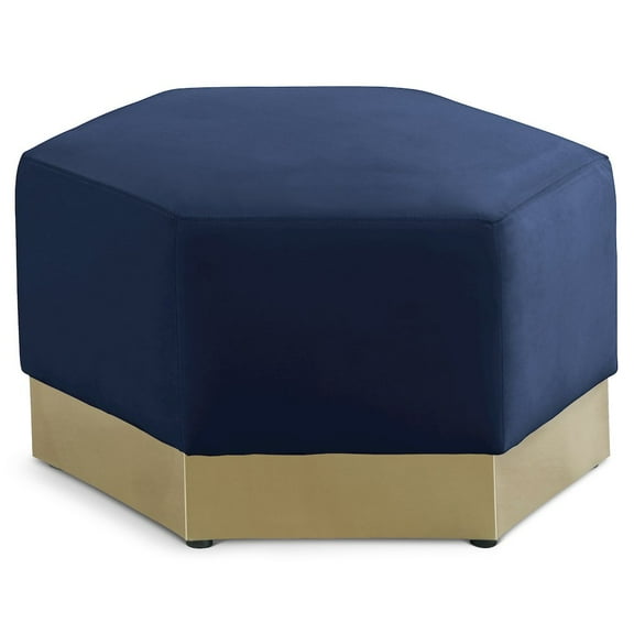 Meridian Furniture Marquis Navy Velvet Ottoman