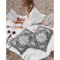 thumbnail image 3 of Pack of 2 Outdoor Pillow Covers, Grey Oriental Geometric Retro Distressed Waterproof Square Throw Pillowcase Cushion Decorative Pillow Covers for Couch Patio Tent, 20x12 in, 3 of 6