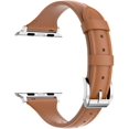 thumbnail image 3 of Wearlizer Brown Slim Leather Apple Watch Band 42mm 44mm 45mm for iWatch Womens Mens Top Grain Leather Thin Strap Series SE 7 6 5 4 3 2 1 Sport, 3 of 7