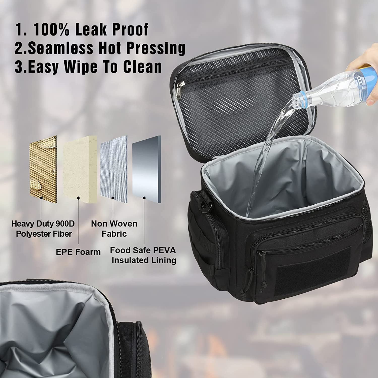 TRIPGEAR Mens Lunch Bag with Webbing Leakproof Insulated Cooler Bag with Adjustable Shoulder Strap
