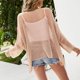 thumbnail image 3 of Mujeres Crochet Hollow Out Cover Up Beach Bikini traje de baño Blusa de malla de manga larga para viajes de vacaciones al aire libre, 3 of 5