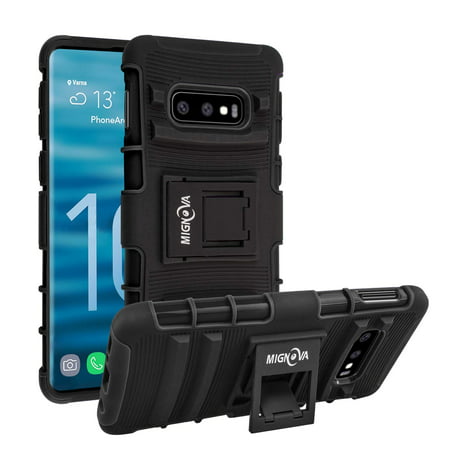 Samsung Galaxy S 10E Case/ Samsung Galaxy S10 Lite W [Built-in Kickstand] Rotatable Combo Holster Phone Belt Clip Shock Absorption Heavy Duty Protective