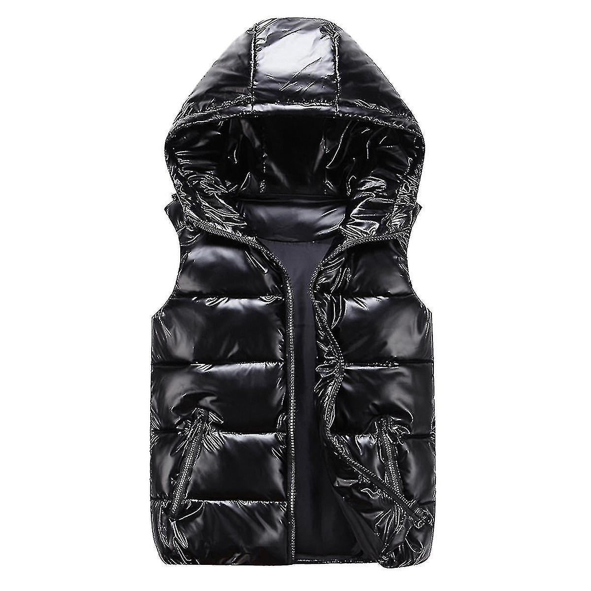 Sliktaa Unisex Shiny Waterproof Sleeveless Jacket Lightweight Puffer Vest