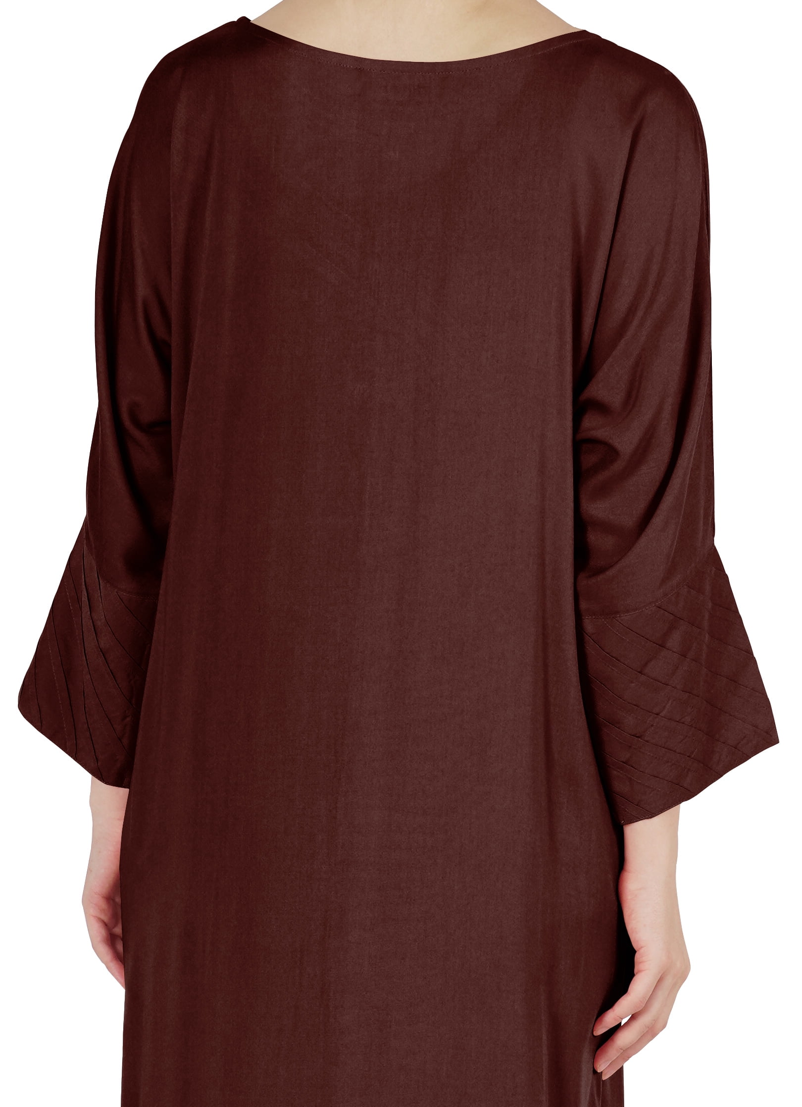 Robe Abaya Musulmane à Fleurs – Longueur Genou, Avec Hijab Intégré – Style Dubaï, Polyester, Pour Prière Ou Quotidien – Couleur Noir - 3