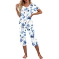thumbnail image 3 of Sdeycui Womens Capri Pajama Sets Summer V Neck Short Sleeve With Capri Pants With Pockets 2 Piece Lounge Set, 3 of 6