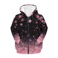 thumbnail image 3 of POLERO Girls Zip Up Cropped Hoodies Teen Long Sleeve Pink Peach Blossom Print Sweatshirts Kids Fall Casual Jacket with Pockets, 6-7 Years, 3 of 7