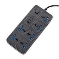 Universal Power Strip 1.8m Extension Cord with USB-C & USB Ports Multi-Outlet Electrical Socket US Plug Black
