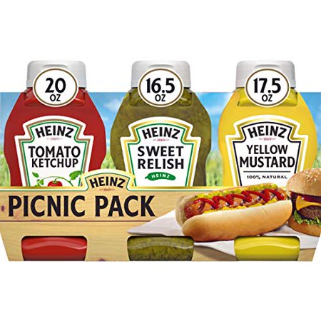 Heinz Tomato Ketchup  Relish  and Mustard Picnic Pack  3 Count