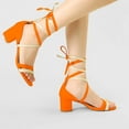 thumbnail image 2 of BLISSFUL STEP Women's Open Toe Color Block Lace Up Heel Sandals, 2 of 7