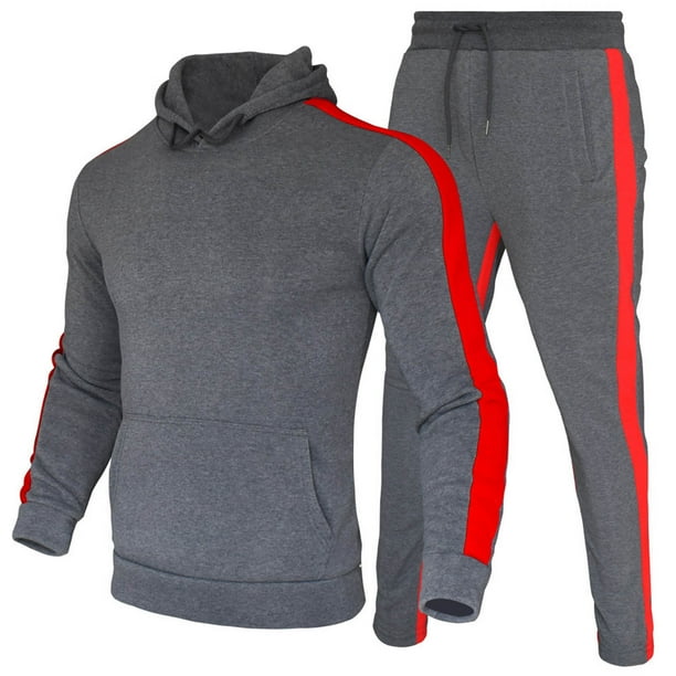 Traje deportivo de manga larga para hombre, bolsillos cómodos informales y sudadera con capucha de terciopelo Pompotops oipoqjl29462