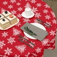 thumbnail image 5 of Red Christmas Tablecloth Round 60 Inch Merry Christmas Snowflakes Decoration Table Cloth Washable Farmhouse Fabric Winter Table Cover for Dining Kitchen Holiday Party Picnic Indoor Outdoor Home Decor, 5 of 6
