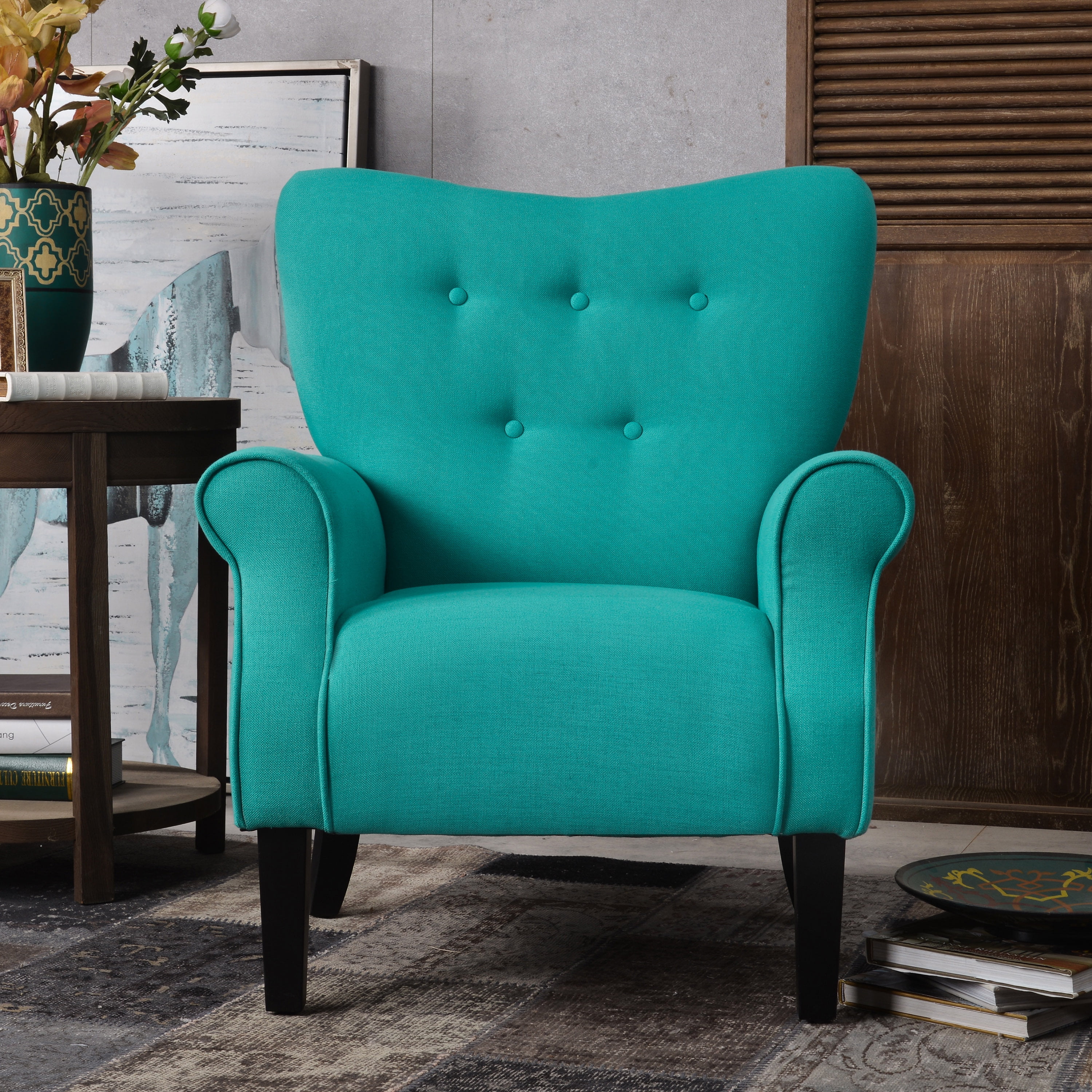 zoeken Kreta Klas Linen Wing Back Accent Chair, Modern Roll Arm Sofa for Living Room, 4  Colors - Walmart.com