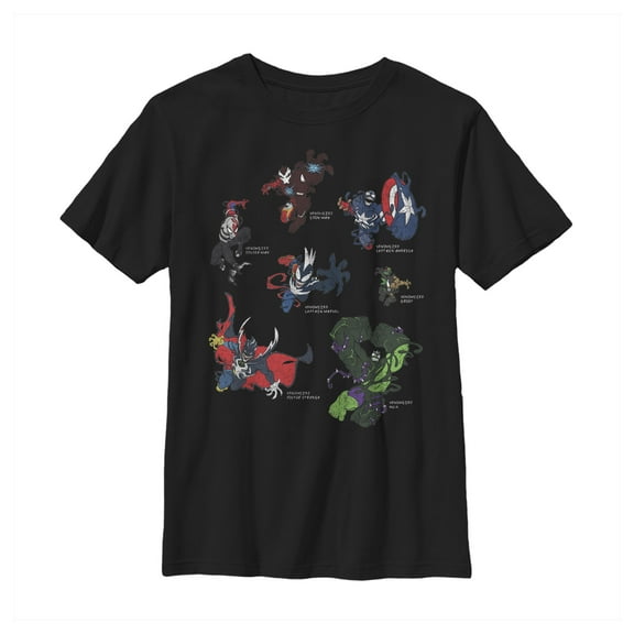 Boy's Marvel Venomized Hero Circle  Graphic Tee Black Large