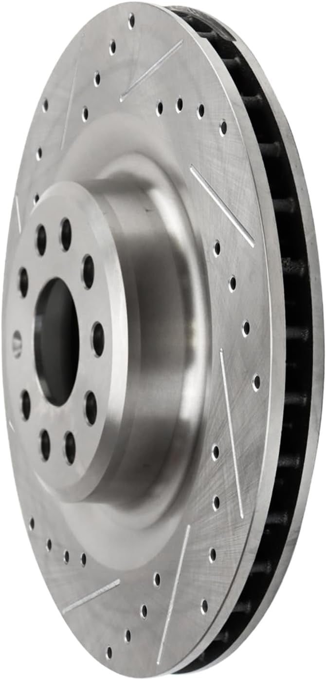 Detroit Axle - Rear Brake Rotors for 2016-2021 Tesla Model S Model X, Drilled and Slotted Disc Brake Rotors 2017 2018 2019 2020 Replacement: 14.37" inch Rotors