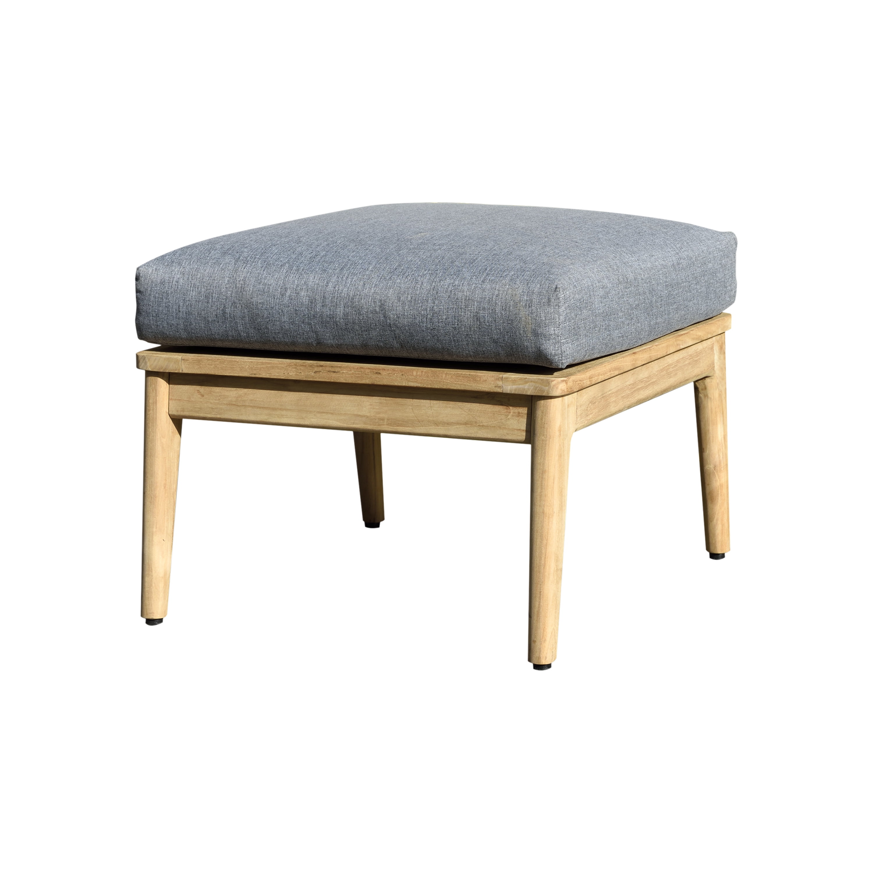 Amazonia Andrea | Teak | Patio Ottoman (Seat Dimensions 21inch w) With Olefin Cushion, Grey