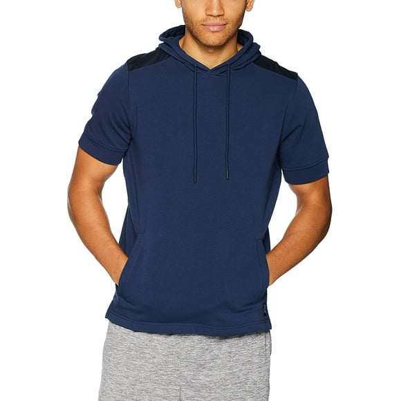 Under Armour Men's Threadborne Terry short sleeve Hoody, Academy (408)/Black, Large