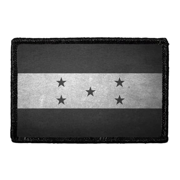 Honduras Flag - Black and White - Distressed - Removable Patch