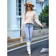 thumbnail image 5 of Womens Cute Flower Sweater Oversized Crewneck Knit Pullover Top Ribbed Knit Winter Outfits Jumper Tops White L, 5 of 8