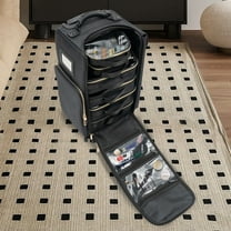 Denest Professional Makeup Case,Rolling Makeup Train Case,Cosmetic Storage Organizer