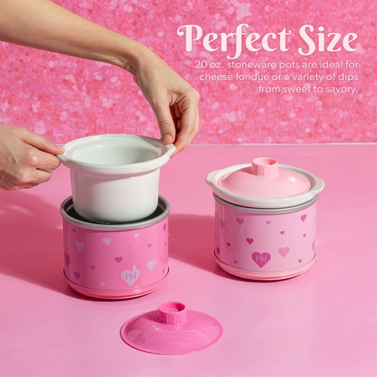 Paris Hilton, Mini Dip Warmer, 0.65 Qt Heart Set of 2, Pink