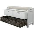 thumbnail image 6 of EUROCO 32" Storage Shoe Bench, Assembled Wood Bench with Removable Basket, 2 Drawers and Removable Cushion,White, 6 of 8