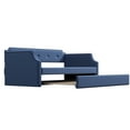 thumbnail image 6 of Modern Upholstered Daybed with Two Armrests and Trundle, Functional Sofa Bed with Nail-head Trim and Wood Slat Support, No Box Spring Required, Blue, 6 of 9