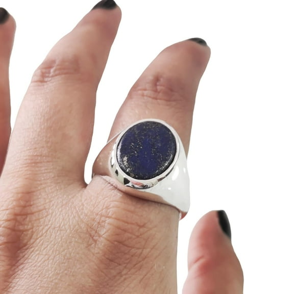 Flat Lapis Lazuli Mans Ring, Natural Afghani Lapis Lazuli, Silver Jewelry, 925 Silver Ring, Birthday Gift, Heavy Mens Ring, Arabic Design, Ottoman Style Ring, Christmas, Turkey Mens Signet Ring