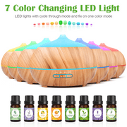 TENSWALL Essential Oil Diffuser& 8 Essential Oil Set - 500ml Ultrasonic Aromatherapy Humidifier Yellow