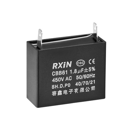 

Uxcell 36.5x16x30mm 1.8uF 450V AC Single Insert CBB61 Ceiling Fan Run Capacitor
