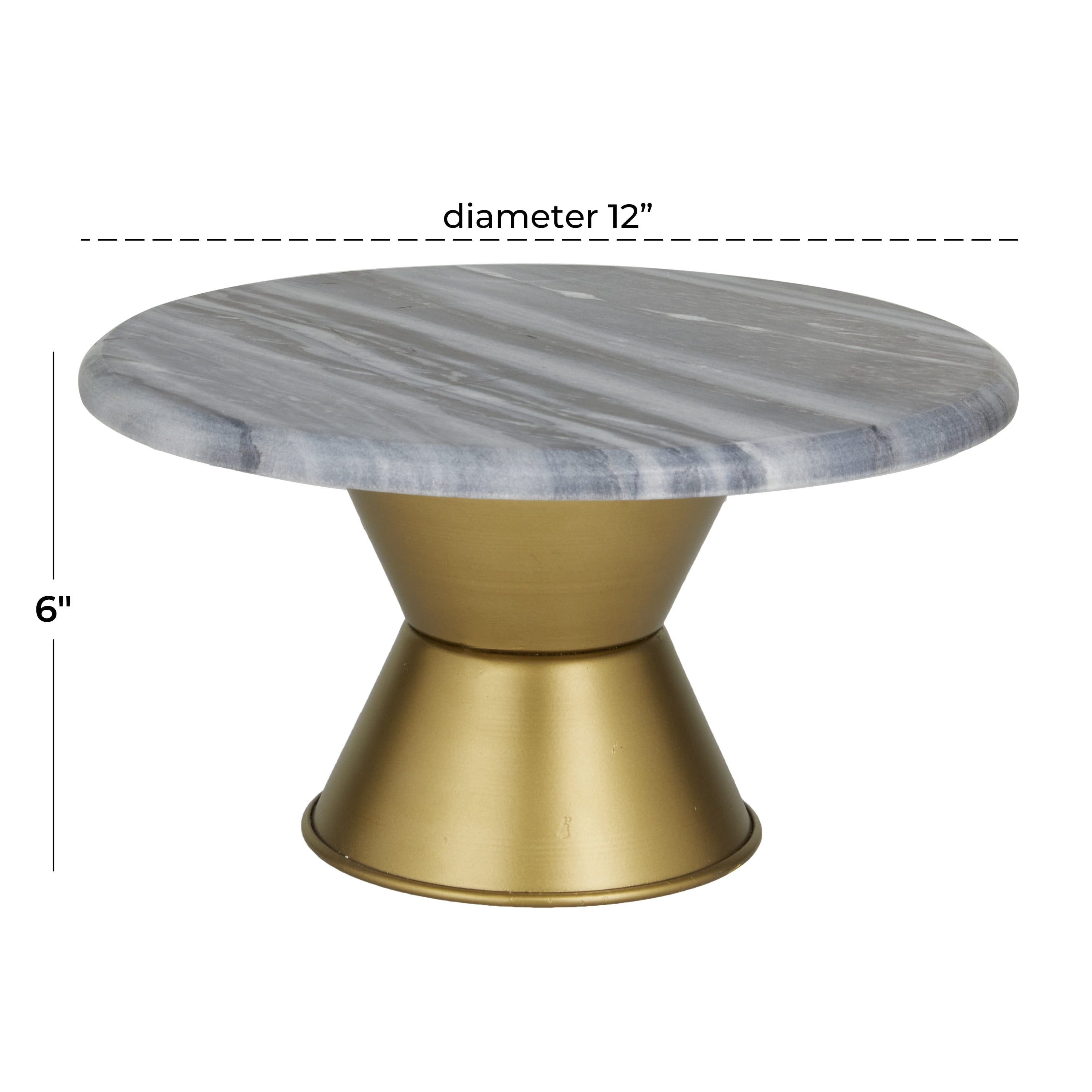 CosmoLiving by Cosmopolitan 12" x 6" Gray Ceramic Cake Stand with Gold Base, 1-Piece