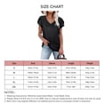 thumbnail image 5 of Camiseta de manga corta con pétalos para mujer, camiseta informal con cuello en V y agujeros ahuecados para uso en verano, color negro S, 5 of 5