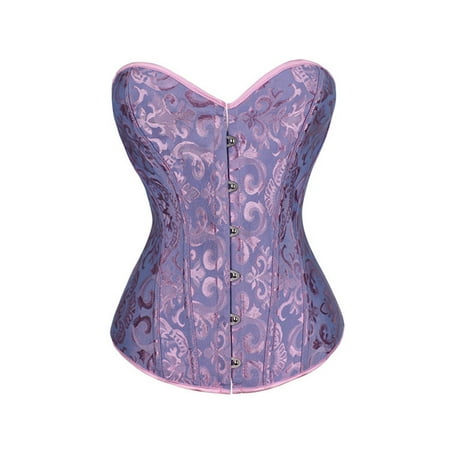 Corset with Straps Womens Vintage Floral Overbust Corset Bustier Tops Hourglass Body Shaper Corset Bride Dress Shapewear Tops Tops Corset for Women S-31 Blue L