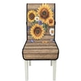thumbnail image 7 of TSOVTHRID Sunflower Daisy Butterfly Print Dining Room Chair Cushion Covers, Stretchy Chair Slipcovers Universal Removable Washable Wood Grain Print Chair Seat Covers Protector, Set of 4, 7 of 7