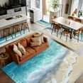 thumbnail image 5 of Summer Beach Coastal 4x6 Area Rugs, Watercolor Seaside Waves Ocean Non-Skid Rubber Backing Large Rectangle Rugs - Living Room Bedroom Home Office, Indoor Floor Mat Carpets Washable Rug, 5 of 9
