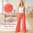 thumbnail image 6 of YUEHUA 2026 Coral Fold Over Yoga Pants, On-Trend Solid Wide Leg Loose Fit Lounge Pants with Ruched Waist Low Rise Flare Yoga Sports Wide Leg Sweatpants, 6 of 12
