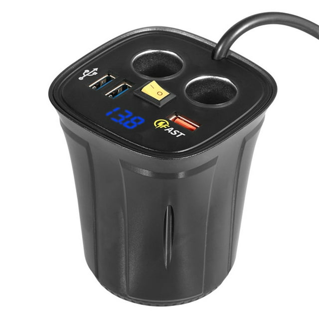 maskred Vehicle Charger Power Socket Craftsmanship Charge Device Multifunctional Car Supplies Dual Adapter LED Voltmeter Blue