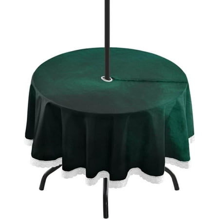 

Hyjoy Hunter Green Round Tablecloth 60 Waterproof Outdoor Tablecloth with Umbrella Hole and Zipper for Kitchen Dining Picnic Party Home Decor