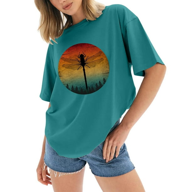 Gibobby Playera Corte clasico para Mujer Camisetas tamano para mujer camisetas holgadas manga corta con cuello redondo blusa informal verano