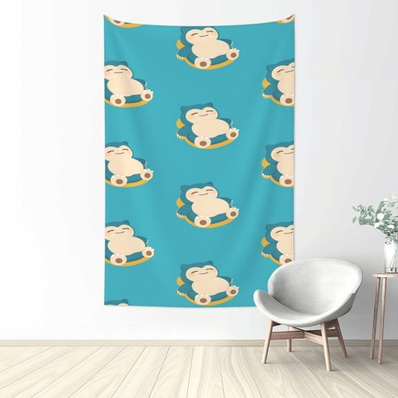 Snorlax Tapestry Aesthetic Wall Hanging for Living Room Bedroom Art Tapestries Poster Blanket College Dorm Home Decor 60x40 Inch