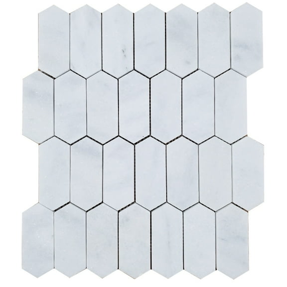 Mini Picket Crystal White Honed Marble Mosaic Tile