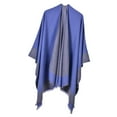 thumbnail image 2 of Chaqueta de punto gruesa BLESIY poncho abierto Abrigo cálido para mujer azul, 2 of 7