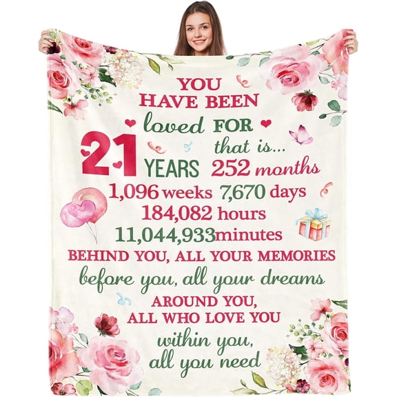 21st Birthday Gifts for Her Him Throw Blanket 21 Year Old Birthday Gifts for Her Him 21st Birthday Decorations for Women Girl Bestie Sister 21st Birthday Gift Ideas Flannel Fleece Blanket 50x60