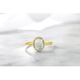 thumbnail image 6 of Gem Stone King 10K Yellow Gold White Simulated Opal and Diamond Engagement Ring for Women (1.05 Cttw, Oval Cabochon Cut 8X6MM), 6 of 6