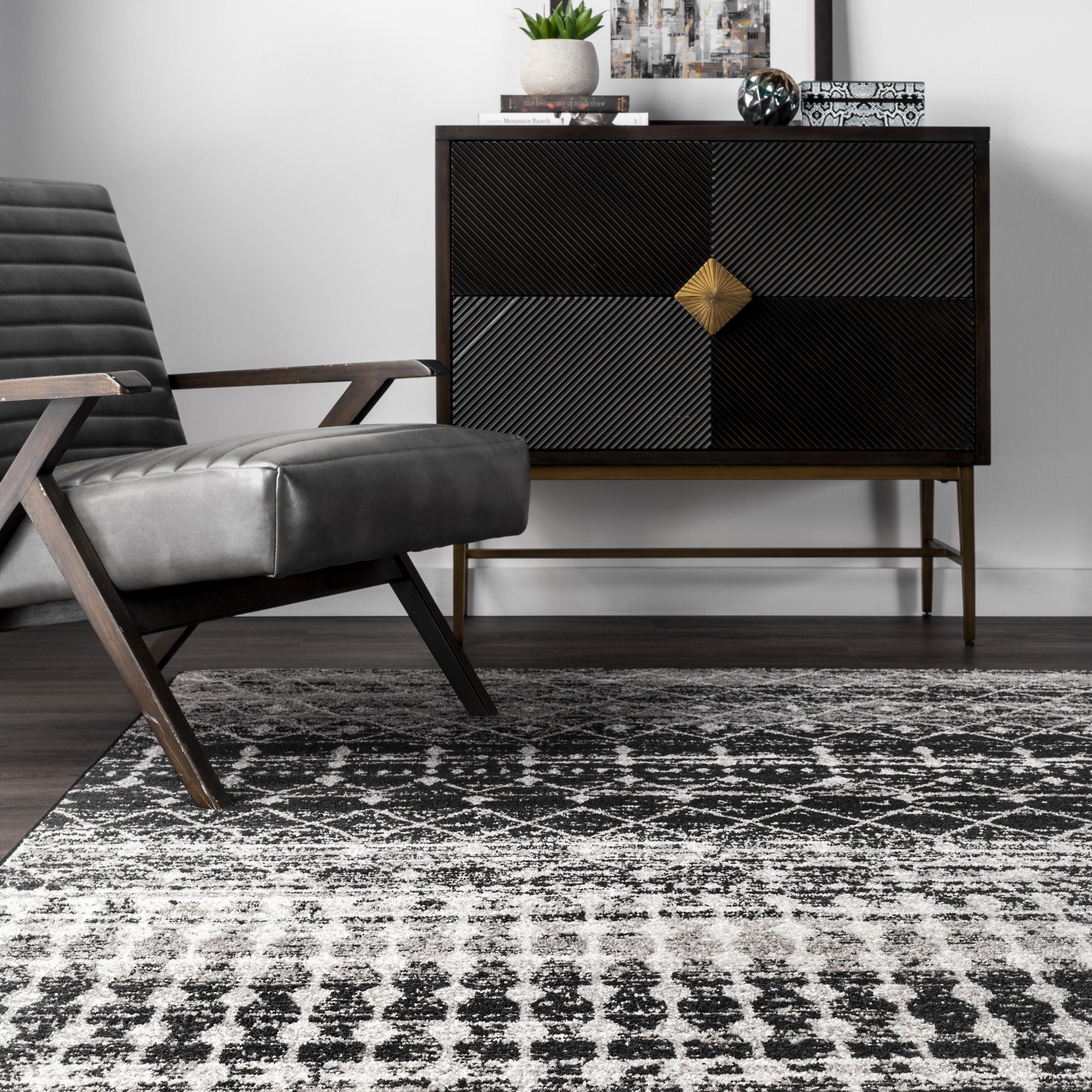 nuLOOM Moroccan Blythe Area Rug, 6' Square, Black